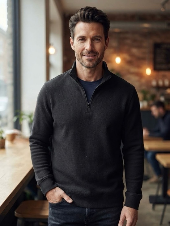 Buffalo David Bitton Other - Buffalo David Bitton Black Quarter-Zip Pullover Cotton Blend Classic Layering L